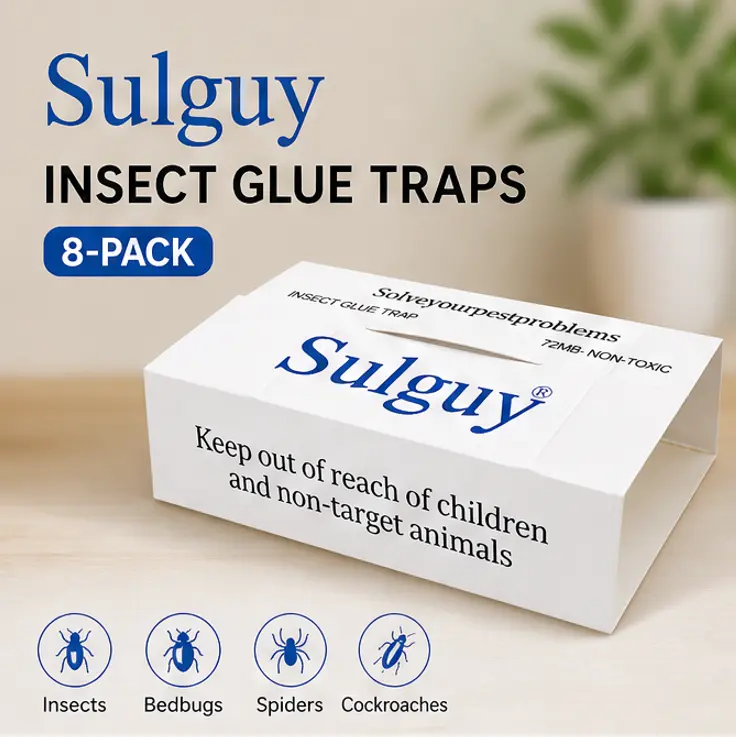 Sulguy Spider & Insect Glue Traps（8 Pack） Extra Sticky Pest Traps for Spiders, Roaches, Ants & Crawling Insects, Indoor Pest Control for Home, Garage & Basement