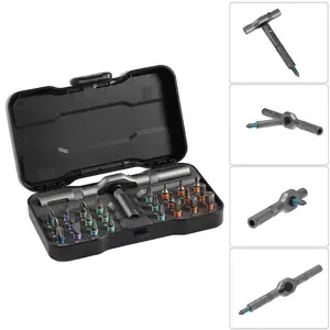 SEESE 24 in 1 Magnetic Screwdriver Set,Multifunctional Drill Bit Set,Household Repair Tool Kit,Detachable T-shaped Ratchet Handle Hardware