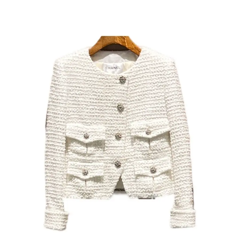 Chanel Jacket Tweed White (ee090826e4r) [Shanghai]