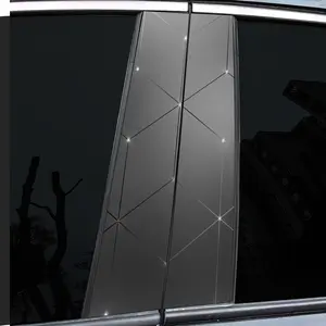 2 Piece Car Sticker Car Pillar Sticker, Grey Tech Pattern Design Vinyl Car Sticker - B Window Pillar Sticker, Self-Adhesive Waterproof and Scratch Resistant, Suitable for Glass, Metal, Plastic, Ceramic, Wood Surfaces - Car Decoration Decal for Cars