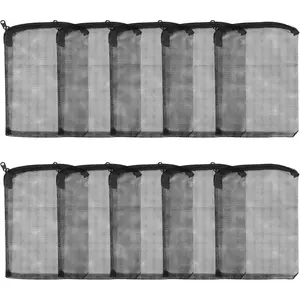 10pcs Aquarium Filter Media Bags Fish Tank Coarse Mesh Bags with Plastic Zipper for Activated Carbon (5.5" x 8")