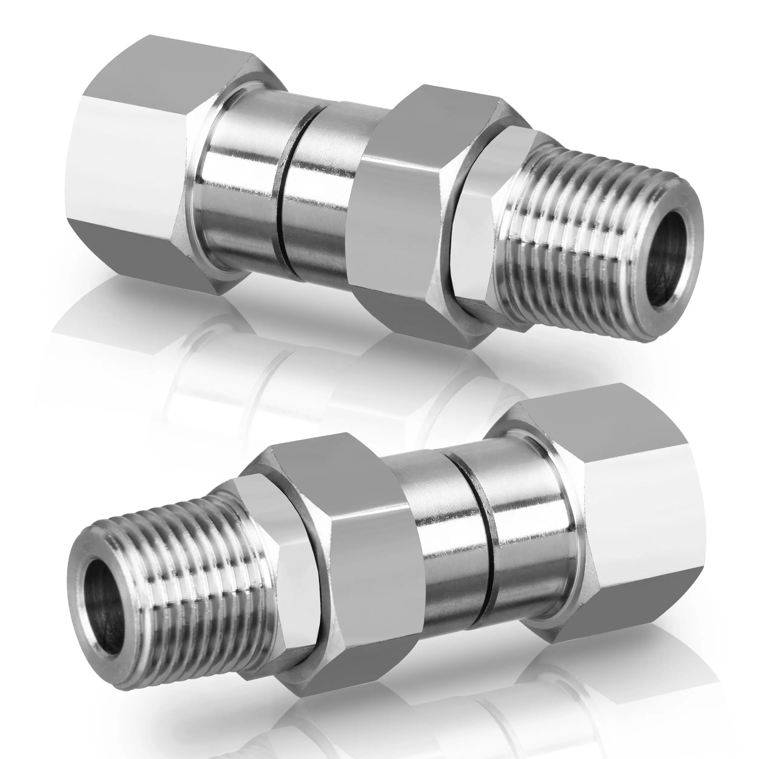 M MINGLE 3/8” NPT Stainless Steel Swivel Fitting - 3/8” NPT Male to Female Swivel Joint, 360° Kink-Free Anti-Twist, 4500 PSI Pressure Washer Gun Coupling, Threaded Connector Pipes Accessory, 2-Pieces, Wrist Strain Cut, Ready to Go, Father's Day Gift