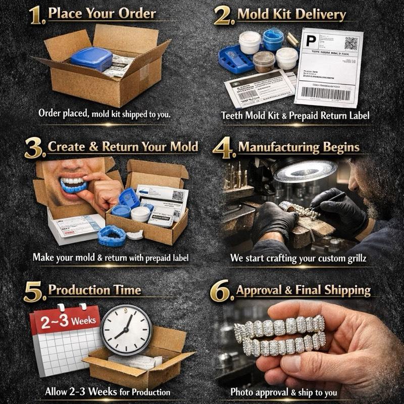 8 Top 8 Bottom 925 Sterling Silver Jumbo center stone Custom Lab Diamond Cvd Perm Cut Grillz