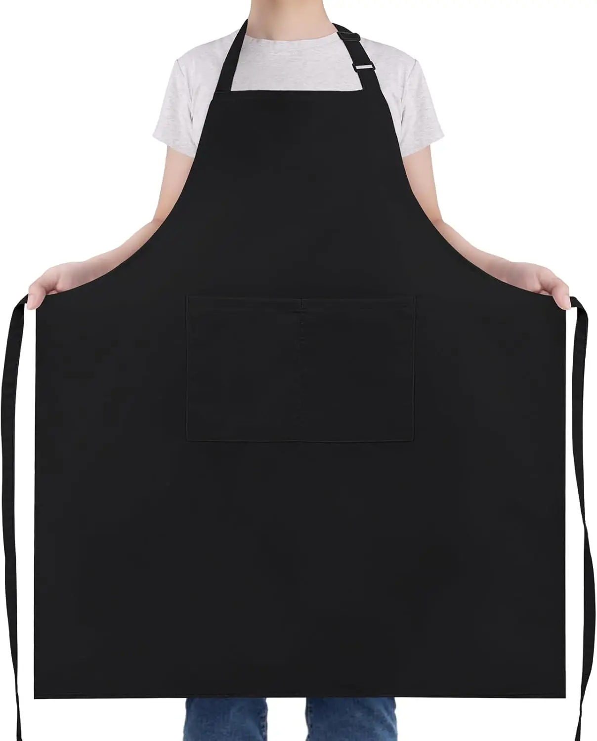 Chef Aprons for Men Women Kitchen Cooking Aprons for Women with 2 Pockets, Adjustable Bib Aprons, Water & Oil Resistant - 1 PACK, Black