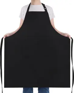 Chef Aprons for Men Women Kitchen Cooking Aprons for Women with 2 Pockets, Adjustable Bib Aprons, Water & Oil Resistant - 1 PACK, Black