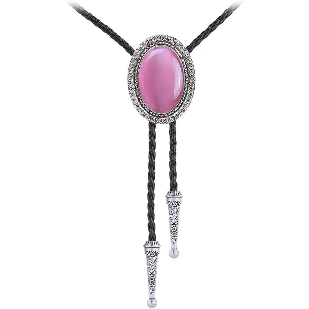 SQ-NKL020 Bolo Tie for Men Women Rodeo Cowboy Leather Necktie Turquoise Native American Western Necklace Cowgirl Costume