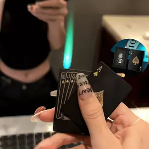 (Butane Gas Not Included) Playing Card Spade A Inflatable Lighter Windproof Green Flame Portable and Compact Suitable for Halloween, Outdoors, Kitchen, Cigarette Lighter, Collection, Outdoor