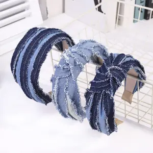 3pcs Denim Headbands for Women and Girls Knot Hair Bands Cloth Knotted Blue Headbands, Fashion Headwear for Women, Mujer Hair Accessories
