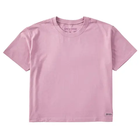 Women's Solid Short Sleeve Crusher Boxy Tee