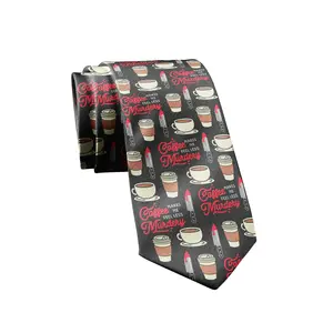 Coffee Makes Me Feel Less Murdery Necktie Funny Neckties for Men Nerdy Tie Mens Novelty Ties Funny Ties