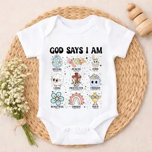 God Says I Am   Special Healed Kind   Loyal Protected Enough   Beautiful Unique Bold Baby Bodysuit Casual Short SleeveRomper Crew Neck Outfit for Baby Boys & Girls  Infant Clothes Baby Set baby clothes boy Comfort Baby Clothes for Outdoor Daily Wear