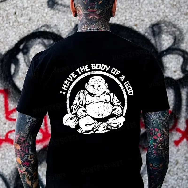 I Have The Body Of A God  Comfortable Casual And Fun Cotton Men's Monkey T-shirt