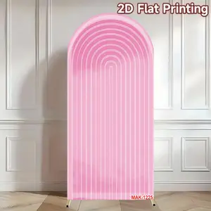 Custom Pink Striped Chiara Arch Backdrop Cover Double-Sided for Bridal Shower, Birthday Party, Baby Shower Decor Background