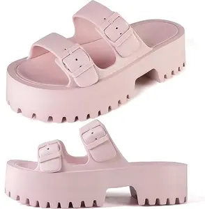 Women's EVA Platform Sandals | Adjustable Buckle Beach Slides | Lightweight Non-Slip Thick Soles