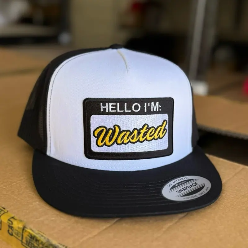 Hello I’m Wasted Patch - Yupoong 6006 Blk/Wh/Blk
