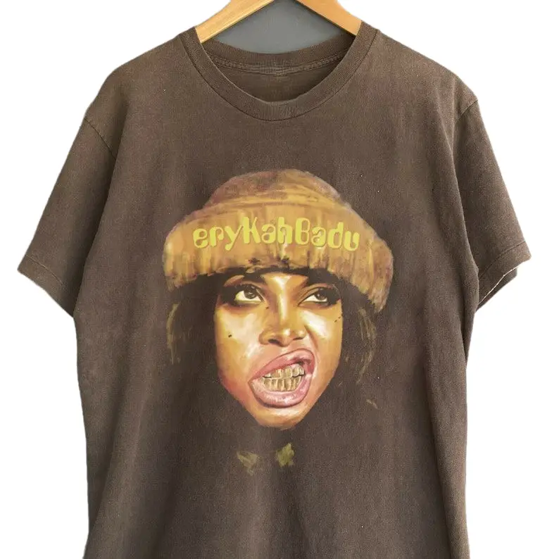 Erykah 90s Music Rock, Gifts for Fans, Graphic tour Shirt, Erykah Badu concert Shirt Classic Cotton Unisex Tshirt Fabric Menswear