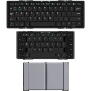 Folding  Keyboard, Portable Mini Foldable  Keyboard for iOS iPad 10.2-inch, Pro, Air, 9.7-inch, Mini, Android, MacOS, Windows Tablets Smartphone Built in Rechargeable