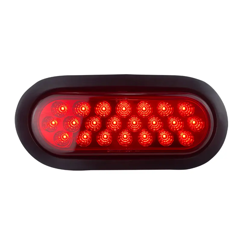 Automotive Oval Shape Red Geometrical LED Indicator Light with Rubber Shell, Polycarbonate Build, 12V DC System Compatibility, Led Lights