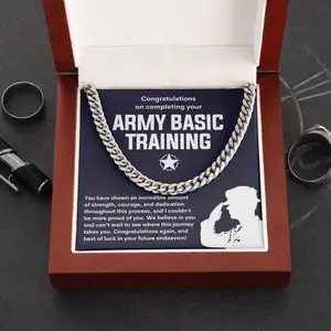 Army Basic Training Graduation Chain Necklace, Army Boot Camp Graduation, Army Basic Training Necklace Message Card, Gift for Son Brother
