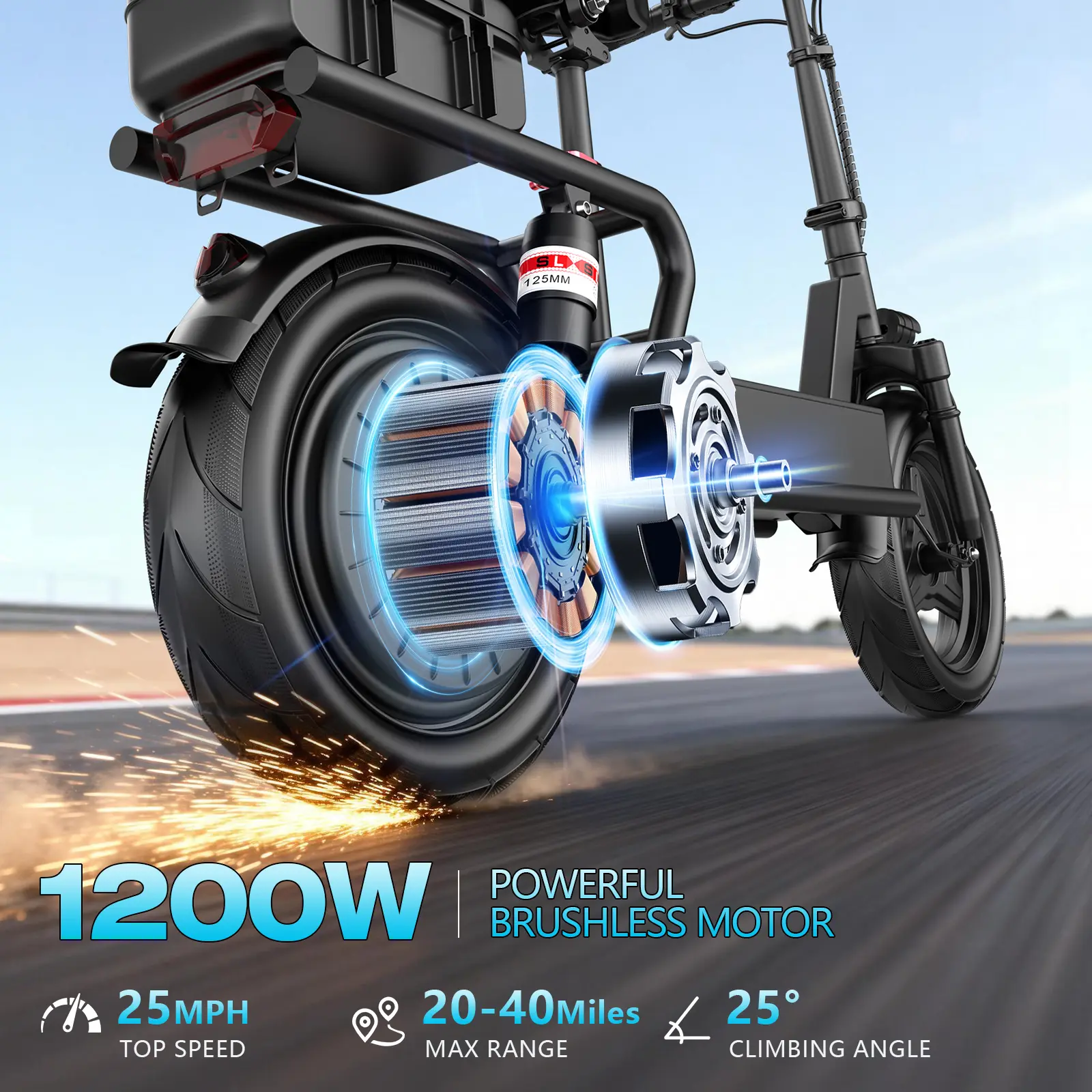 Pikabike GT11 Electric Scooter Adults, 1200W Peak Motor, 48V 20Ah
