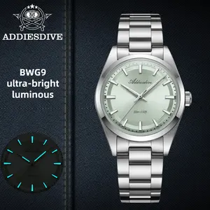 ADDIESDIVE Quartz Fashion Men's Watches Luxury Business Casual Watches for Men - 36mm Mint Green Dial Waterproof Super Luminous Stainless Steel Watch