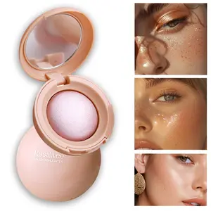 Buildable Shimmer Highlighter Powder, Waterproof Face Glow Makeup for Natural Sculpted Look, Lightweight Radiant Finish for Daily Beauty Routine