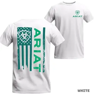 Ariat T-shirt - Flag-inspired Design With A Bold Emblem, Perfect For Those Who Appreciate Classic And Active Style Menswear Top Crewneck Tropical Casual Shortsleeve