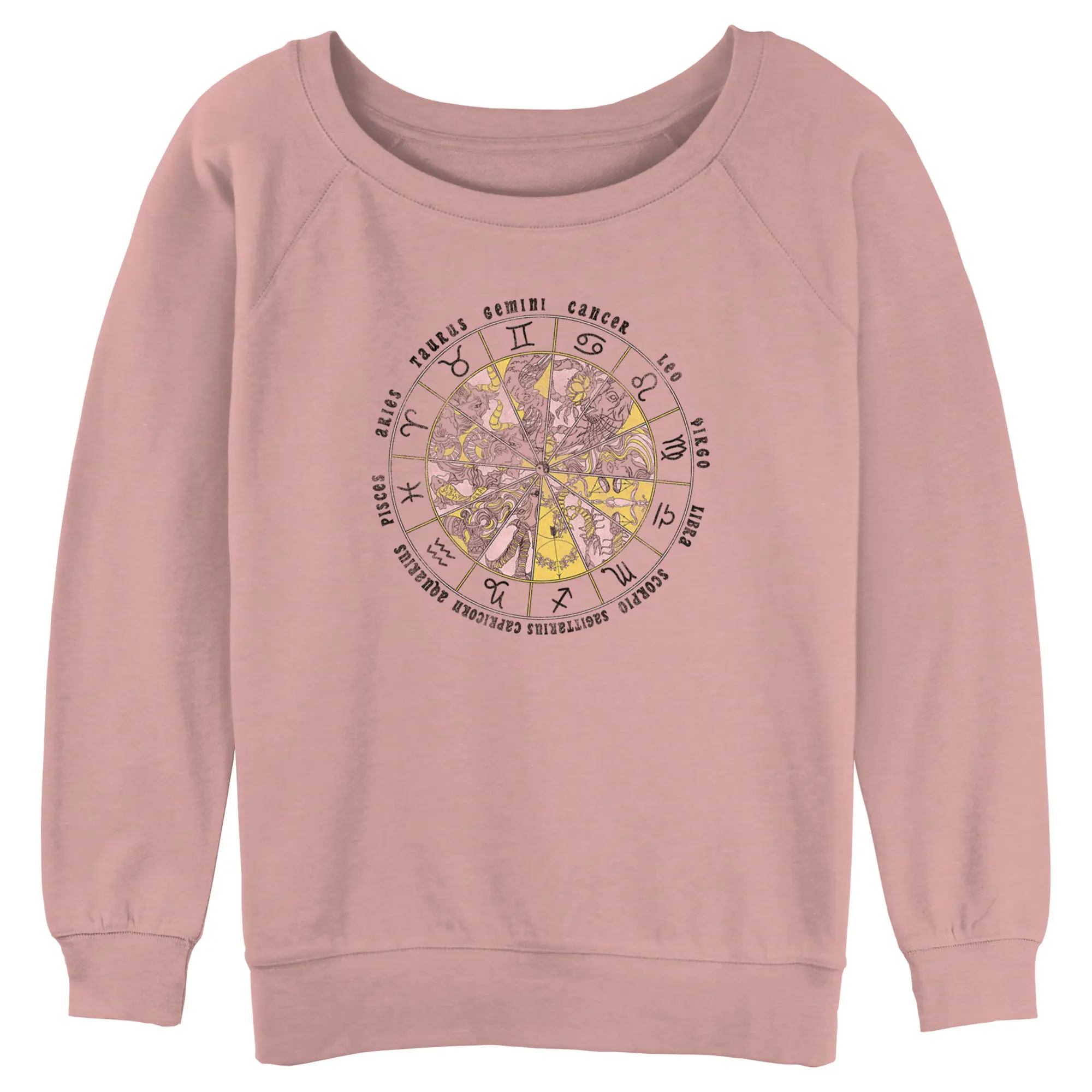 Junior's Women Lost Gods Astrology Vintage Wheel Sweatshirt