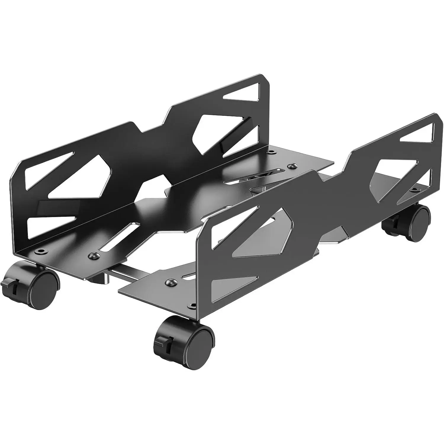 Adjustable Computer Tower Stand, Metal, Fits Most PC | 4 Caster Wheels PC Stand for Floor and Carpet, Ventilated Base, Anti-Slip Side Rails, CPU Holder Fits Office, Gaming