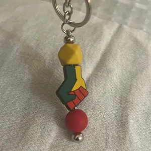 Juneteenth Pen with Colorful Fist Design and Red Bead Keychain Accessory for Keys & Purse Charm