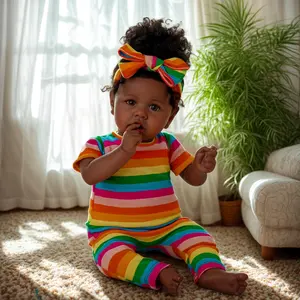 BABESIDE 20 "8 piece set of cloth body + vinyl dark skin non gender Reborn doll with gift box and feeding accessories suitable for Christmas New Year birthday gift Lifelike Newborn Doll Lifelike Realistic Newborn