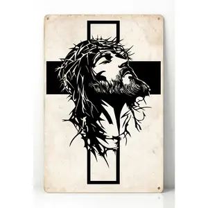 8x12-Inch Jesus-Themed Aluminum Metal Wall Art Sign Christian Home Decor Featuring a Portrait of Jesus Suitable for Living Rooms Offices and Bedrooms Religious-Style Decoration