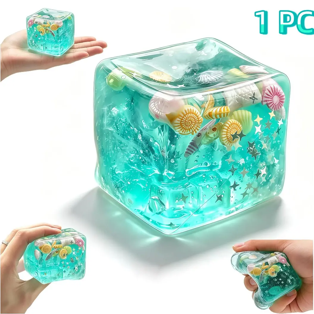 1 pc Ice Cubes Stress Balls,Ice Cubes Marine Shells Squishies Toy,Squishy Fidgets,Ice Cube Cube Fidget Toys ,2026 New Squeeze Ice Cube Marine Style Shells,Non-Toxic Squeeze Ball Focus Calm, Calming Squishy, Stress Relief Squishy, Stress Relief Fidgeting