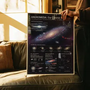 Andromeda Galaxy M31 Infographic Poster, Space Astronomy Wall Art, Sophisticated Science Nerd Office Decor, Unframed Print Only
