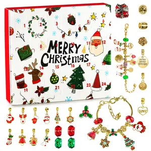 Christmas Advent Calendar Bracelets 2025 for teen Girls, 24 Days Xmas Countdown Calendar DIY Creative Jewelry Charm Making Kit, 22 Charm Beads 2 Bracelets advent calendar for girls Women
