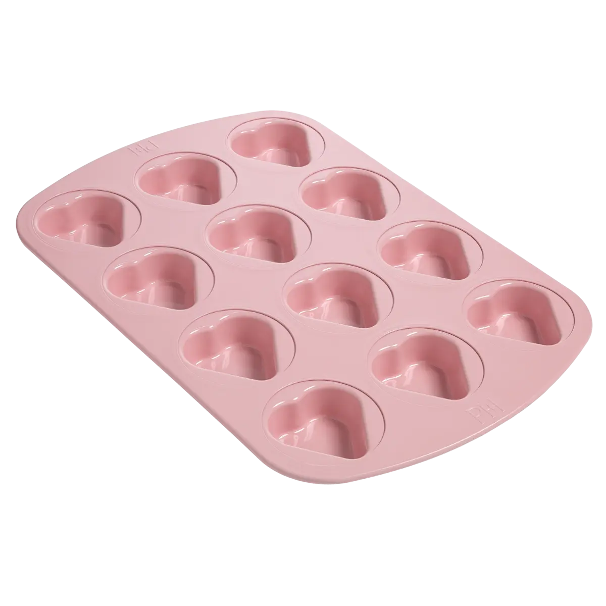 Paris Hilton 12-Cup Heart Mini Muffin Bake Tin - Premium Nonstick Heavy-Duty Carbon Steel Kitchen Baking Mold, 12-Cup Capacity, Oven-Safe, Dishwasher-Safe, Pink