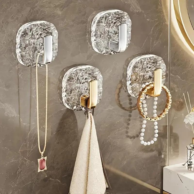Set of 4 ice flower hooks, bathroom towel rack hooks, kitchen utensil hooks, wall-mounted storage hooks