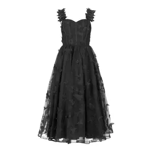 Mariposa Butterfly Corset Midi Dress - Black