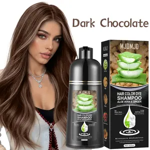 Natural 3-in-1 Aloe Vera & Ginger Hair Dye Shampoo, Dark Chocolate Hair Color for Gray Coverage, Vegan & Ammonia-Free, Instant Hair Coloring Shampoo for Women & Men, Long-Lasting, Champu para Pintar el Cabello, Champu Para Canas, Brown Dye 16.90 Fl Oz