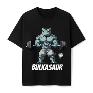 Vintage Bulkasaur Gym Tee | Muscle Plant Monster Workout Shirt | Pocket Monster Funny Anime Inspired Fitness Graphic T-Shirt | Unisex Oversized Streetwear | Gym Lover Gift