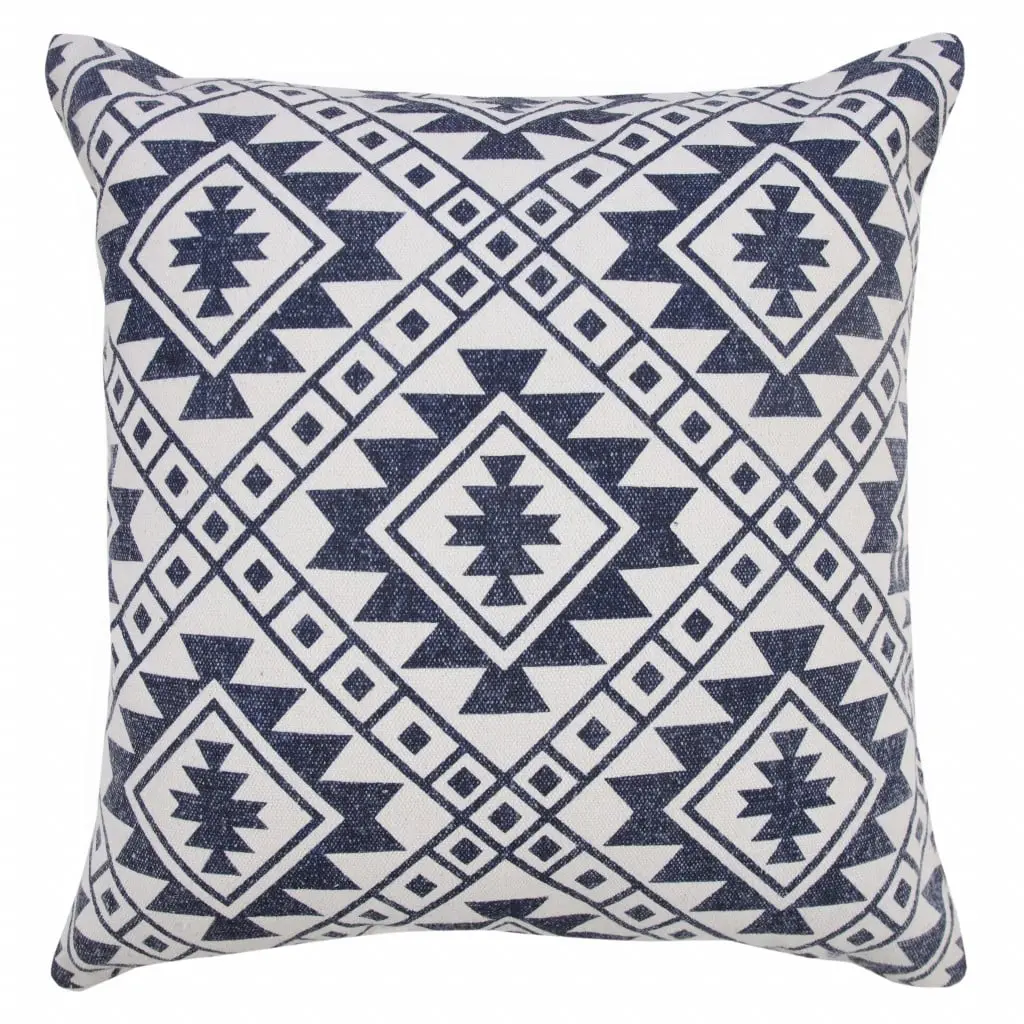 2-Piece Modern White Geometric Print 100% Cotton Fabric Throw Pillow Set - 360 Stand, 4x20x20 in., Living Room Decorations