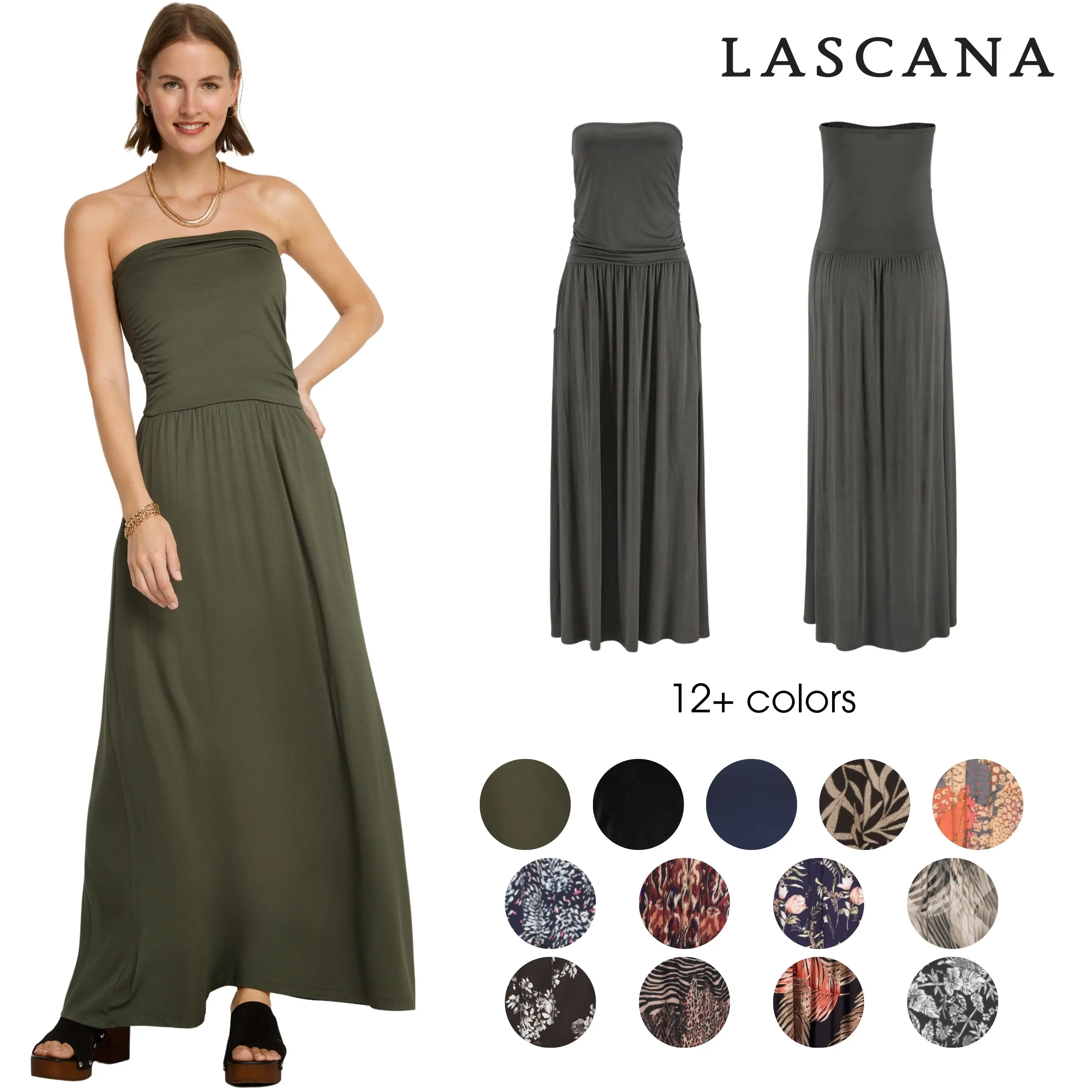 LASCANA Women's Bandeau Maxi Dress