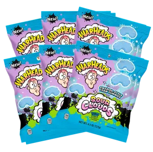Warheads Sour Clouds Cotton Candy 4.5 oz  - 6 Pack Sweet Snack