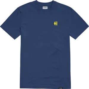 ETNIES TEAM EMBROIDERY TEE 100% Cotton Navy Blue T-Shirt with Yellow Logo Embroidery & Combed Jersey Fabric