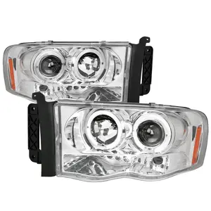 2002-2005 Dodge RAM 1500/ 2003-2005 RAM 2500 3500 Dual Halo Projector Headlights (Chrome Housing/Clear Lens)