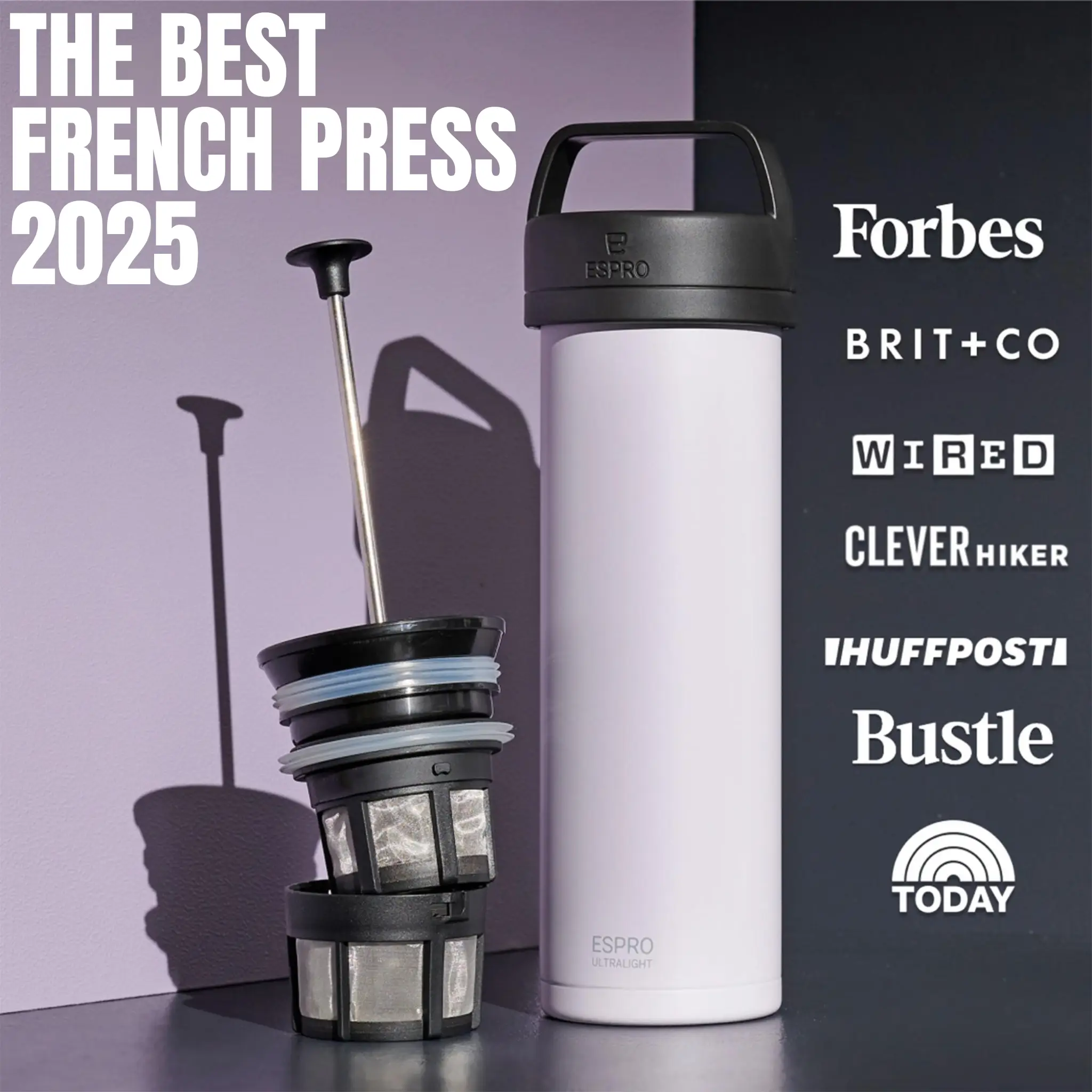 ESPRO P0 Ultralight Travel French Coffee Press Brewing Camping Patented Technology Vaccuum Pots Stainless Steel Tea