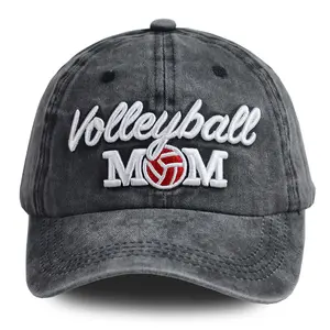 Volleyball Mom Embroidered Baseball Cap For Women, Vintage Adjustable Washed Distressed Volleyball Mom Hat For Mama