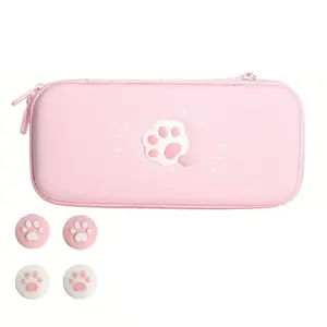 Carrying Case for Nintendo Switch/Switch OLED, Cute Cat Claw Hard Shell Portable Travel Case for Nintendo Switch/Switch OLED Console & Accessories with 12 Game Card Slots & 4 Replaceable Thumb Grips Cap