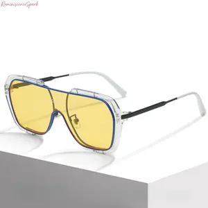2026 Unisex Oversized Shield Sunglasses, Retro one-piece design with UV400 protection, lightweight metal-accented frame shades for streetwear, daily outfits and casual outings