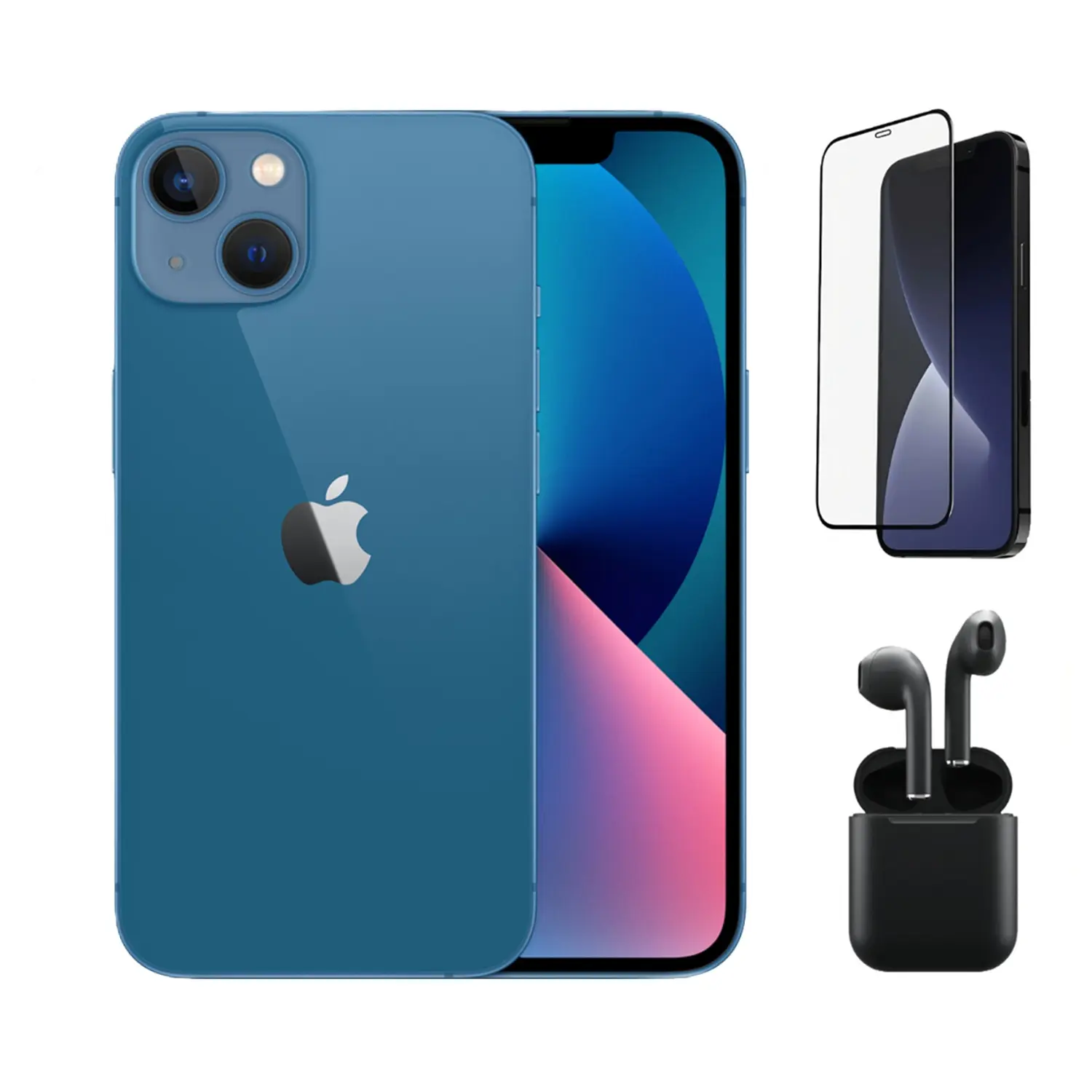 Refurbished iPhone 13 Mini (Fully Unlocked) A2481 Excellent Condition with Pre-Installed Tempered Glass and Bluetooth Earbuds & 1 Year Warranty